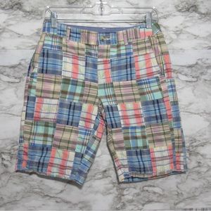 L.L. Bean Favorite Fit Plaid | Patchwork Chino Shorts 
Size 4 Pink and Blue